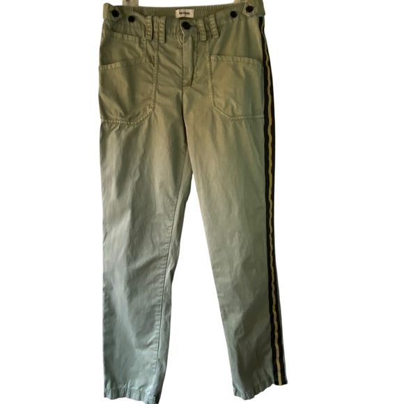 Zadig & Voltaire Pamela Cotton Olive Cargo Pants with Black Button Trouser SZ 30 - Picture 4 of 12
